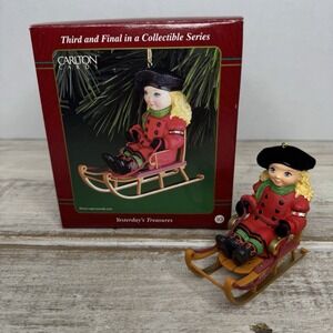 Carlton‎ Cards Yesterday's Treasures Girl on Sled Ornament Third & Final